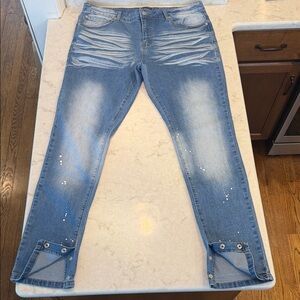 Light Blue Distressed Men’s Jeans - Faded Wash (Prstge)